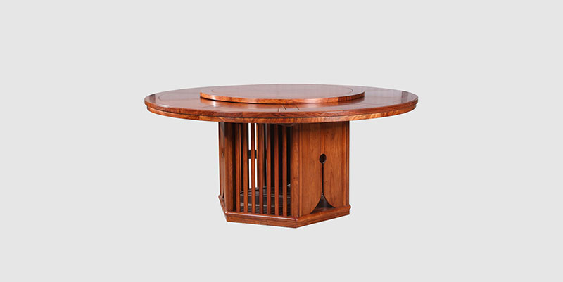 花溪中式餐厅装修天地圆台餐桌红木家具效果图
